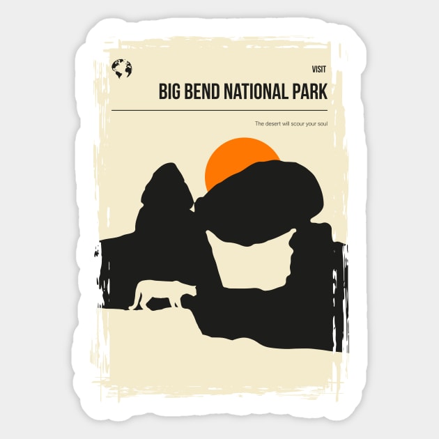 Big Bend National Park Vintage Retro Travel Poster Sticker by jornvanhezik